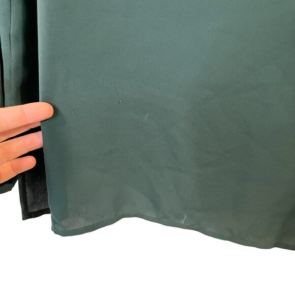 Lumiere Forest Green V-Neck Long Sleeve Career Blouse Hi Lo Solid Polyester M - Picture 5 of 6